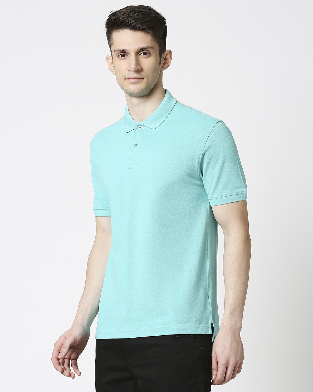 Shop Turquoise Pique Polo-Back