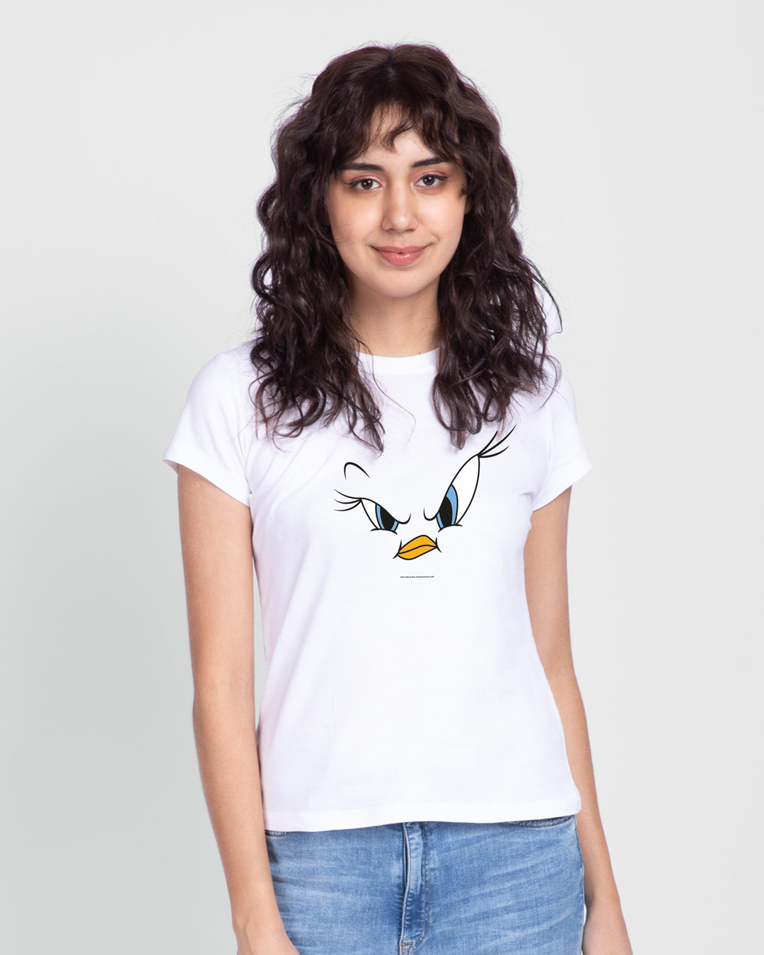 Shop Tweety Face Half Sleeve Printed T-Shirt (LTL) White-Back