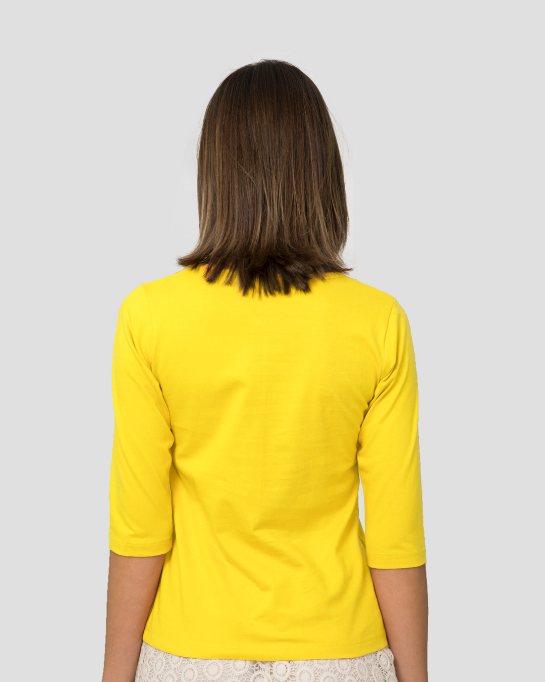 Shop Tweety Face Round Neck 3/4 Sleeve T-Shirt(LTL) Pineapple Yellow-Back