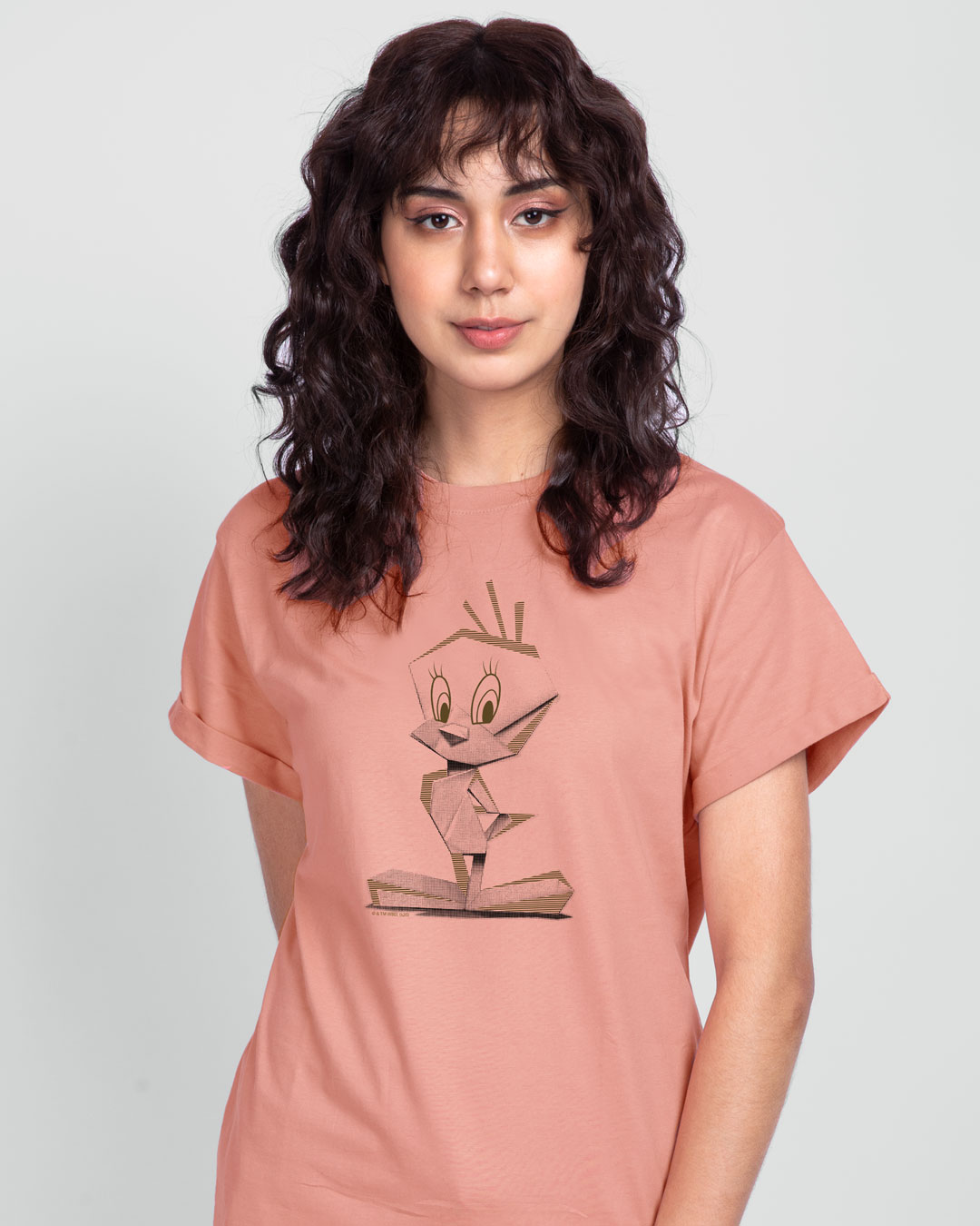 

Tweety origami Boyfriend T-Shirts (LTL) Women' Printed Boyfriend T-Shirts Bewakoof.com, Pink