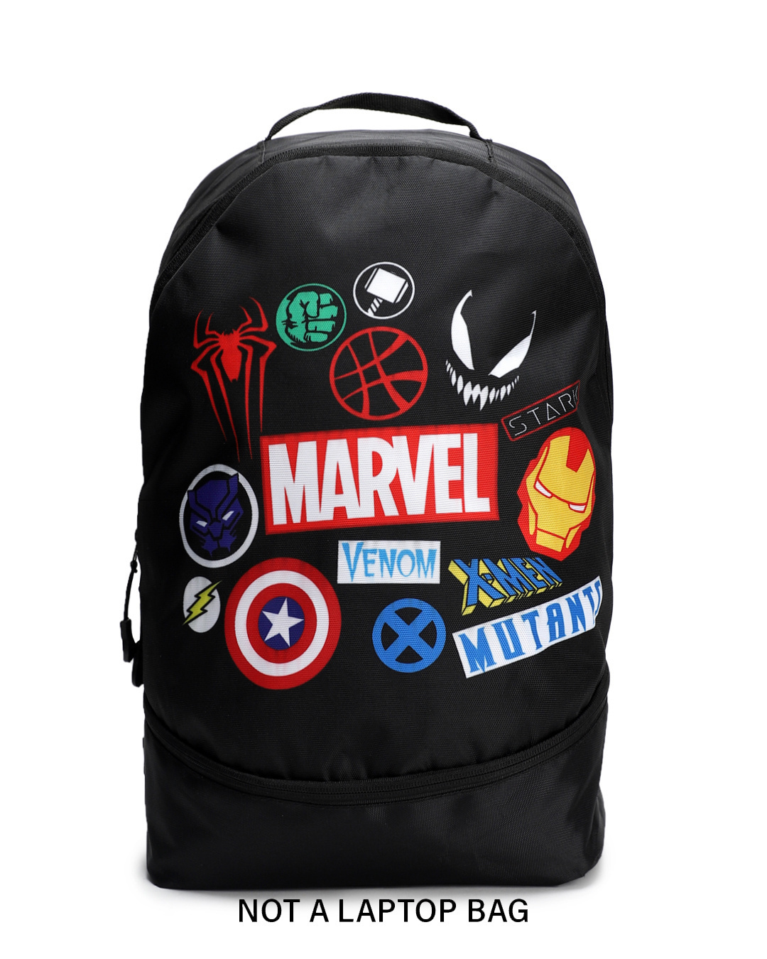 Shop Unisex Black Ultimate Marvel Small Backpack-Back