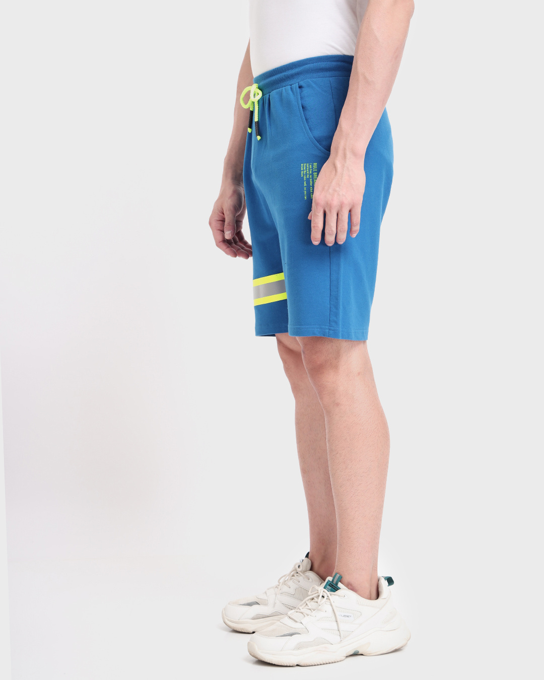 Shop Ultramarine Blue-Neon Lime Reflector Shorts-Back