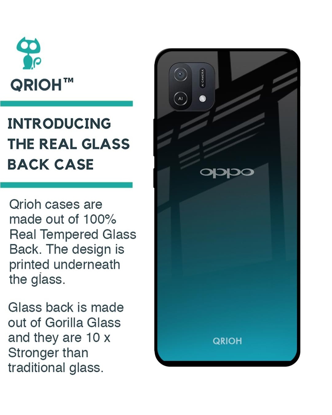 Shop Ultramarine Printed Premium Glass Cover for Oppo A16K (Shockproof, Light Weight)-Back