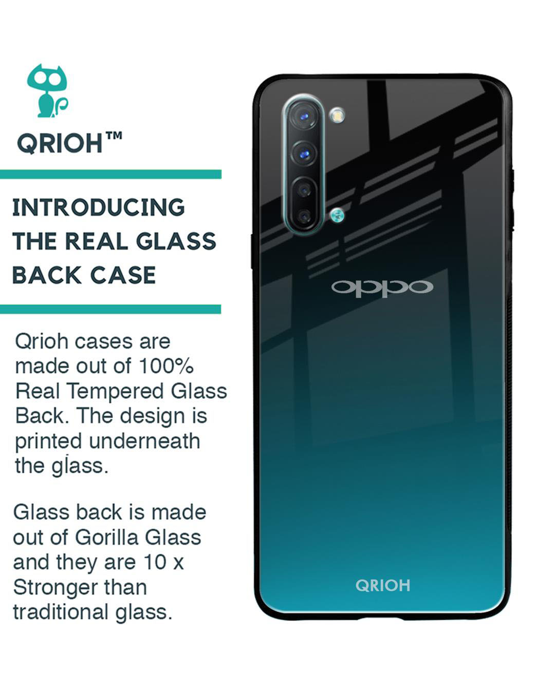 Shop Ultramarine Printed Premium Glass Cover for Oppo Reno 3 (Shock Proof, Lightweight)-Back