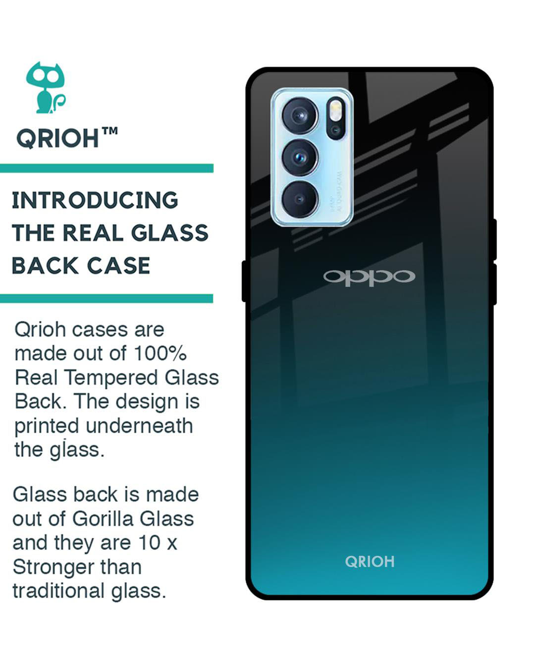 Shop Ultramarine Printed Premium Glass Cover for Oppo Reno 6 5G (Shock Proof, Lightweight)-Back