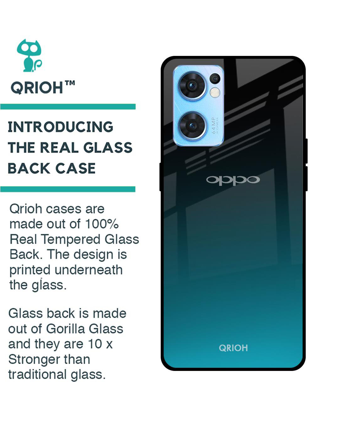 Shop Ultramarine Printed Premium Glass Cover for Oppo Reno 7 5G (Shock Proof, Lightweight)-Back
