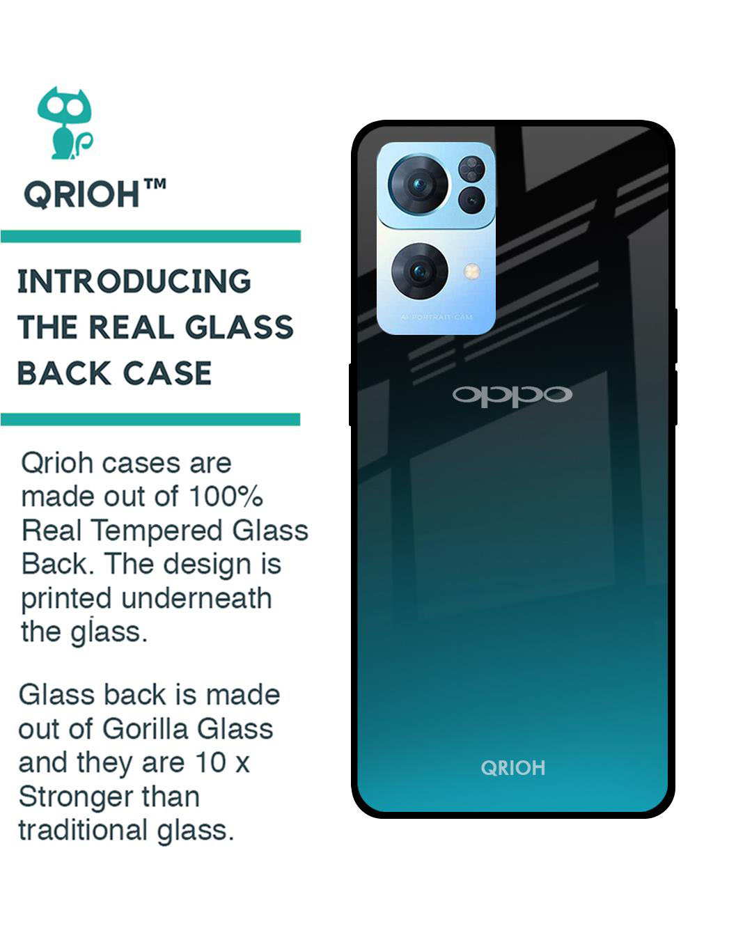 Shop Ultramarine Printed Premium Glass Cover for Oppo Reno 7 Pro 5G (Shock Proof, Lightweight)-Back