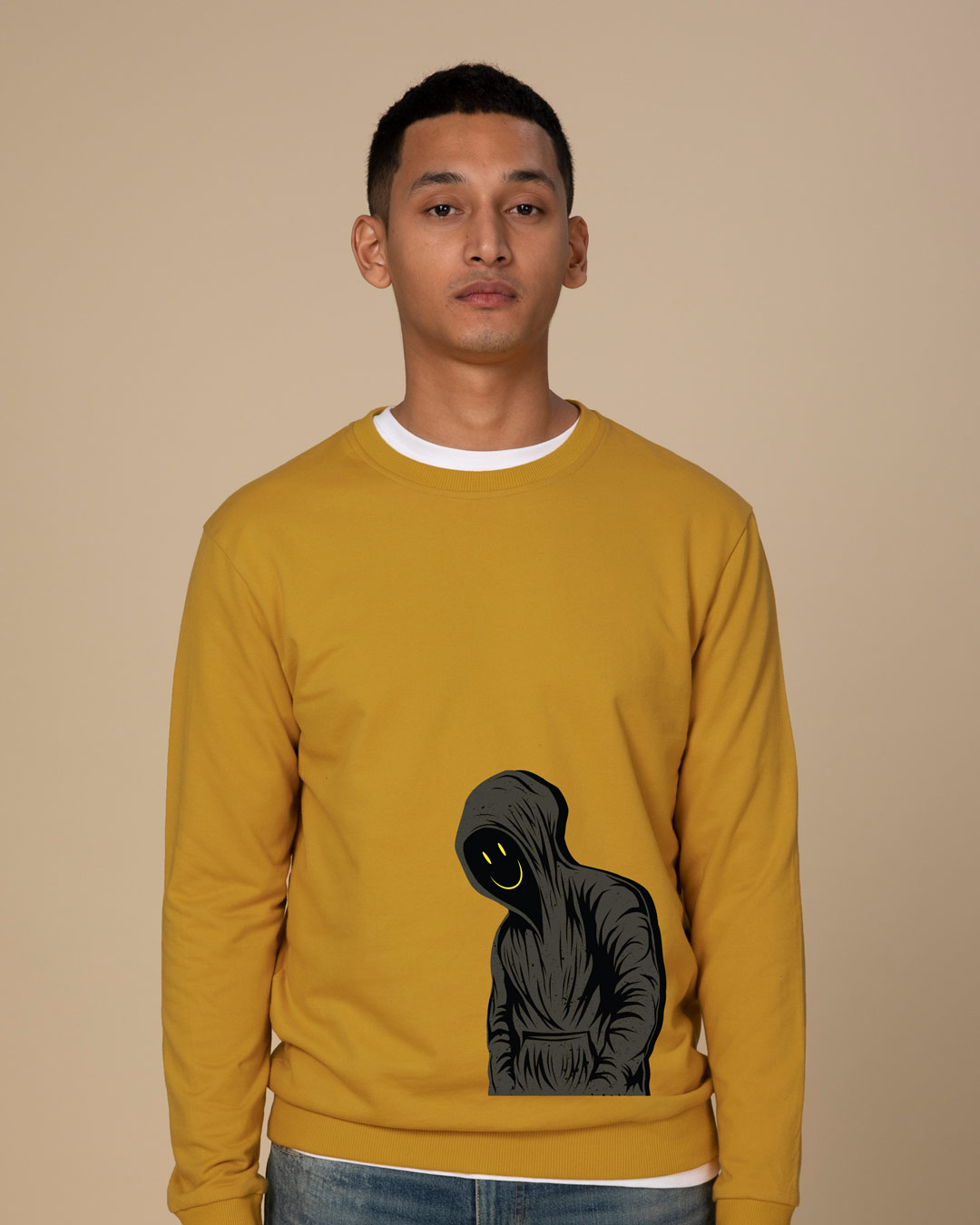 Buy Under The Hood Fleece Sweater for Men yellow Online at Bewakoof