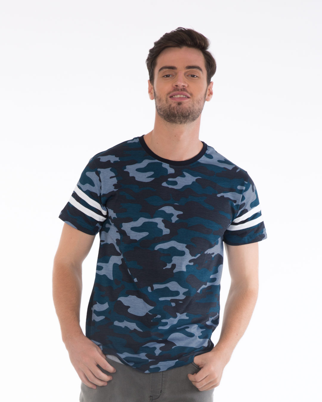 Buy Underwater Camouflage-White Sports Trim T-Shirt for Men blue,white ...