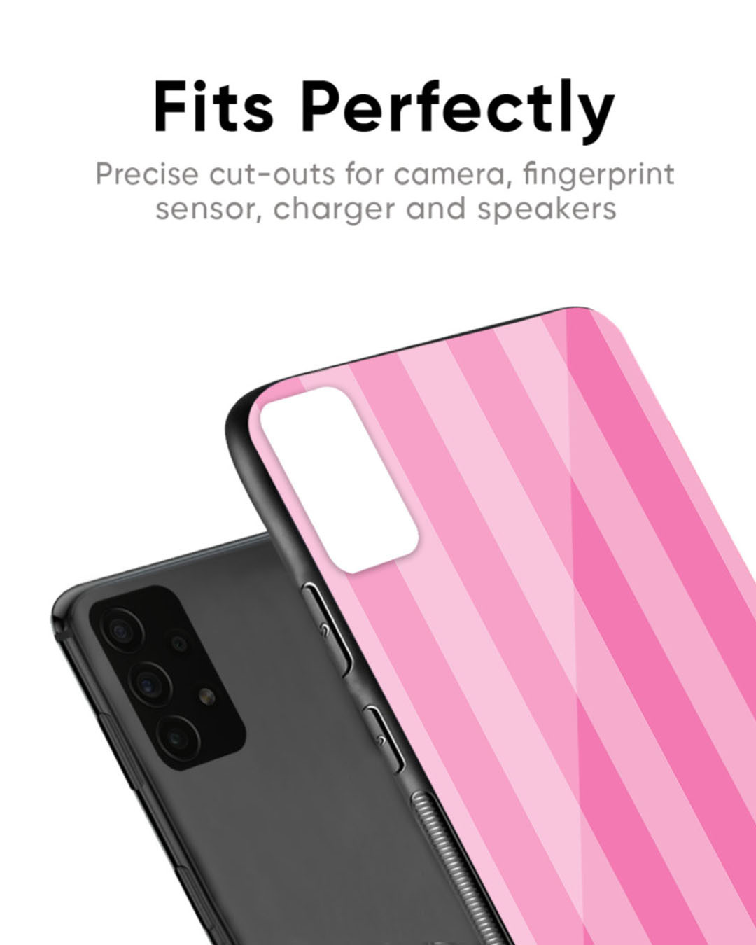 Shop Unicorn Pink Stripe Premium Glass Case for OnePlus 6T (Shock Proof, Scratch Resistant)-Back