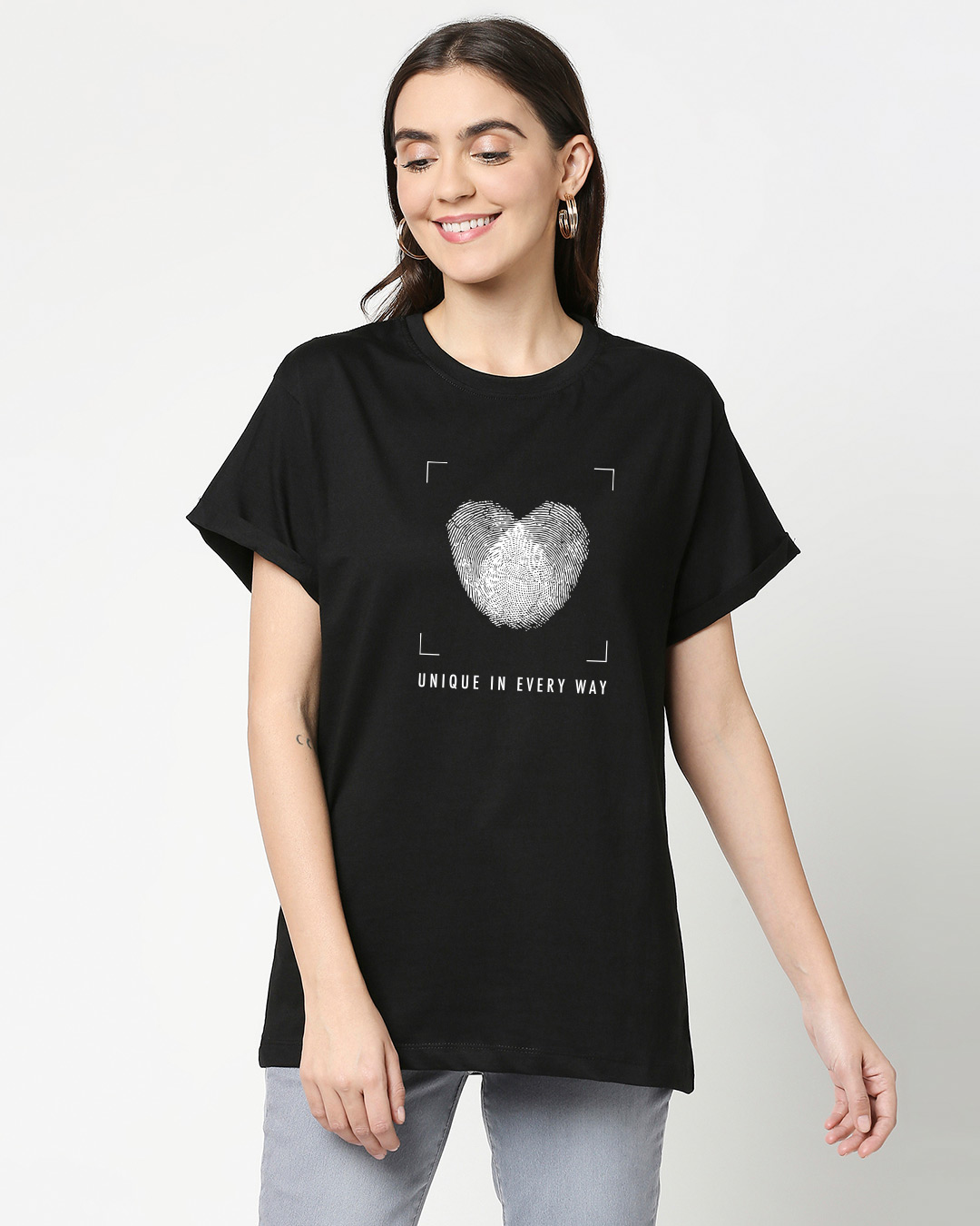 Shop Unique in Every Way Boyfriend T-Shirt Black-Back