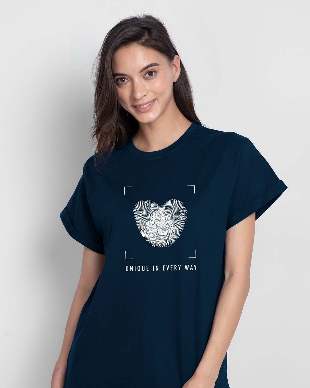 Shop Unique in Every Way Boyfriend T-Shirt Navy Blue-Back