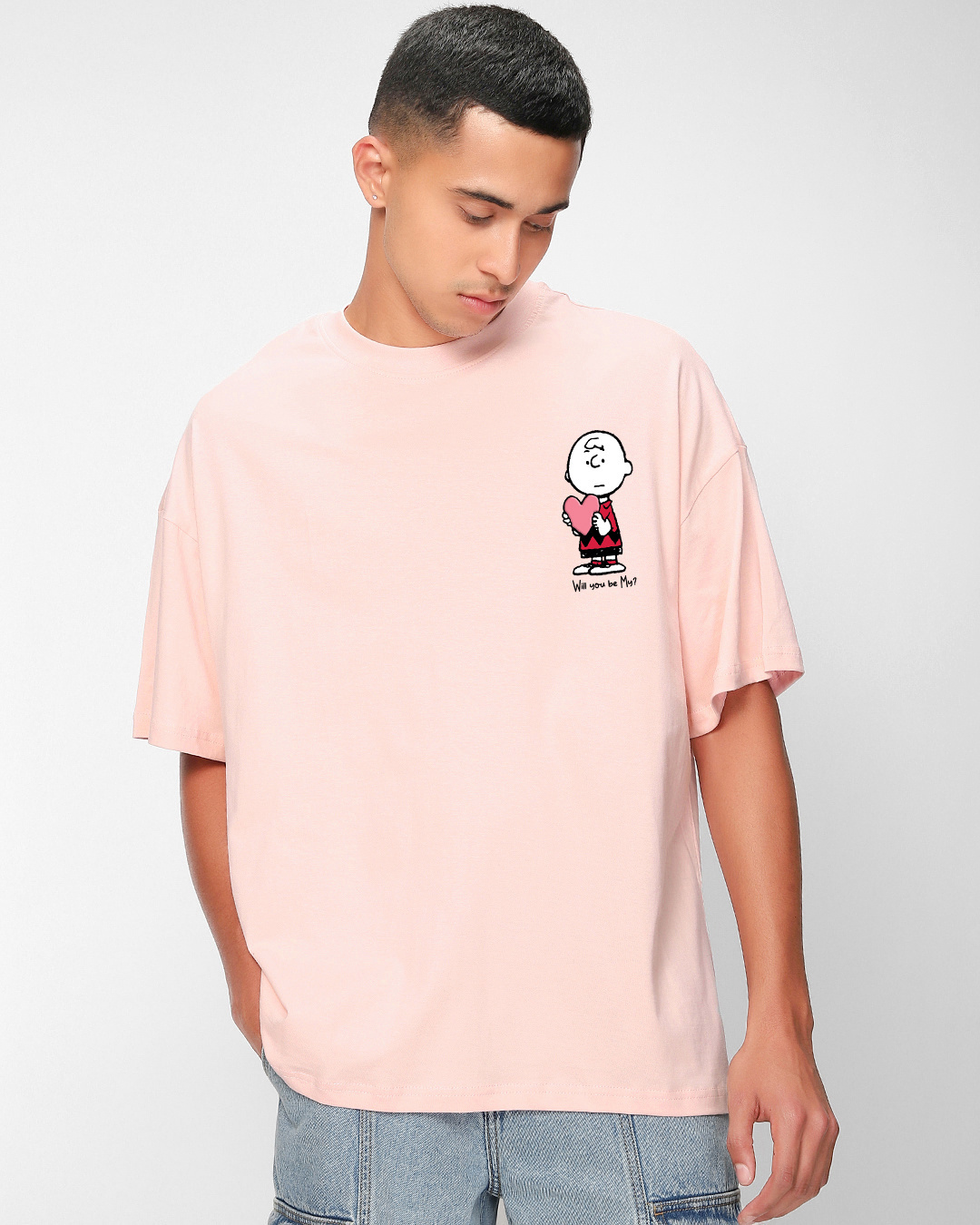 Shop Unisex Pink All Hearts Graphic Printed T-shirt-Back