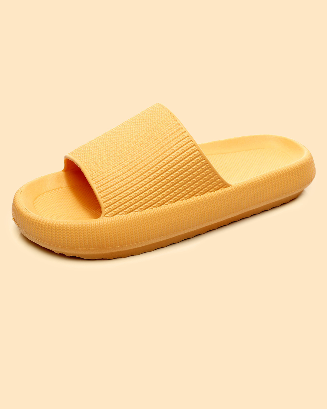 Shop Unisex Amber Yellow Squeezy Sliders-Back
