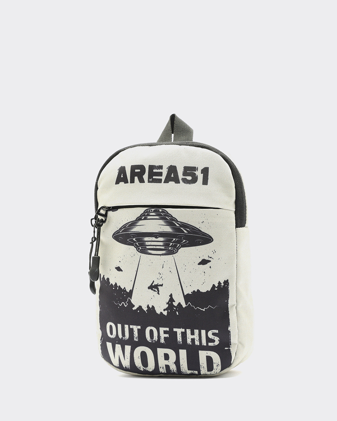 Shop Unisex Beige Area 51 Printed Sling Bag-Back