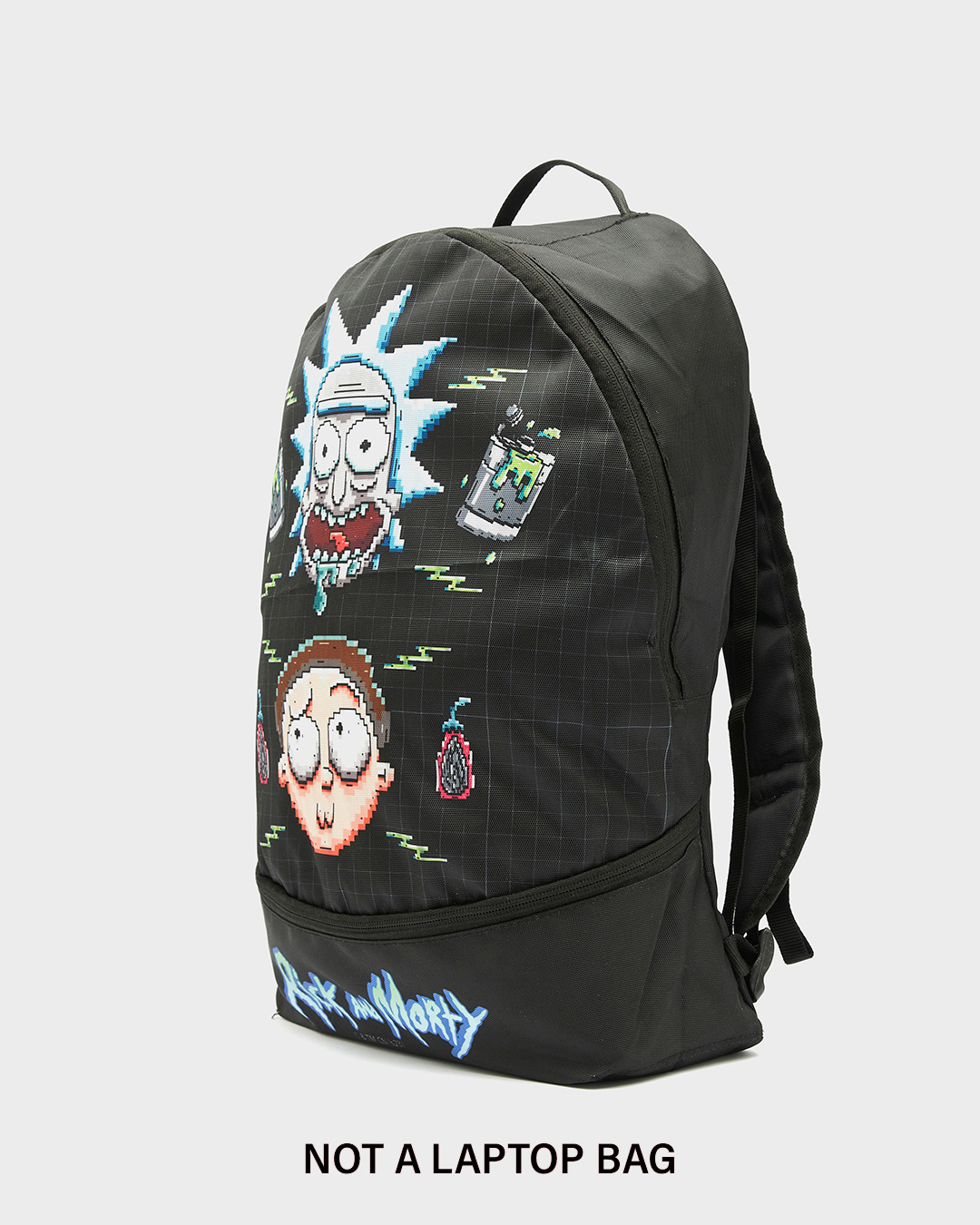 Shop Unisex Black 8-Bit Rick & Morty Printed Small Backpack-Back