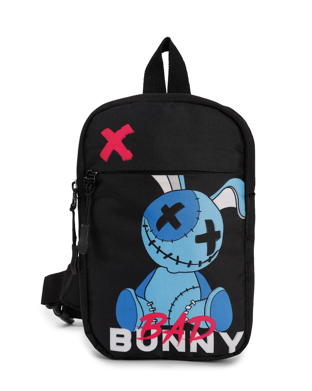 Shop Unisex Black Bad Bunny Sling Bag-Back