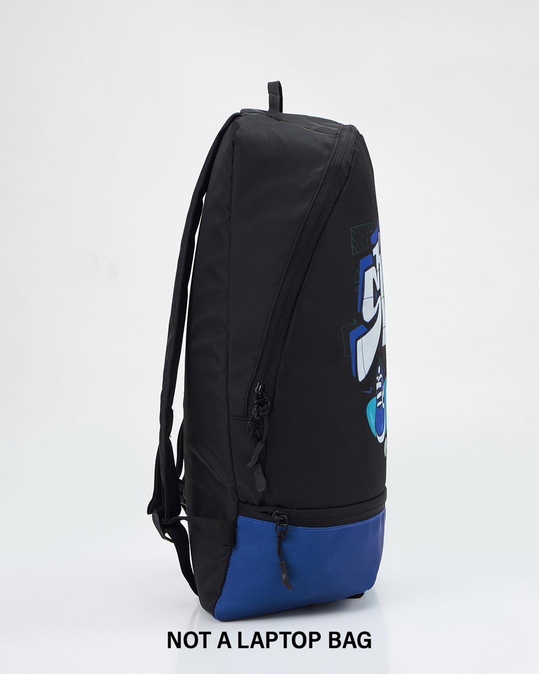 Shop Unisex Black & Blue Skater Printed Backpack-Back