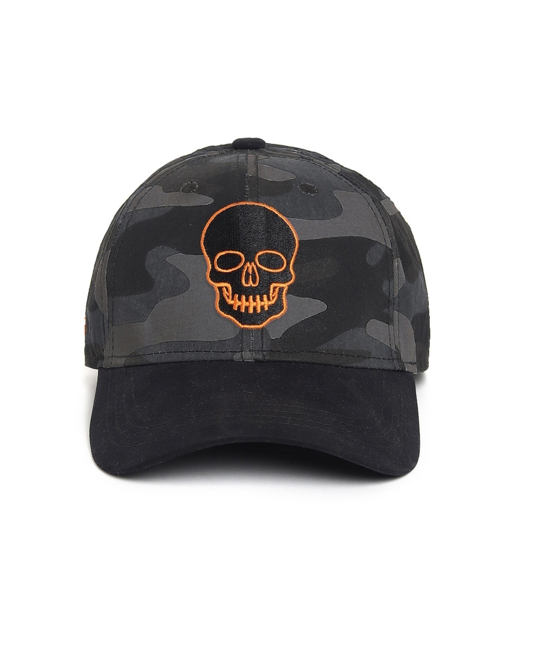 Shop Unisex Black Camo Skull Baseball Cap-Back