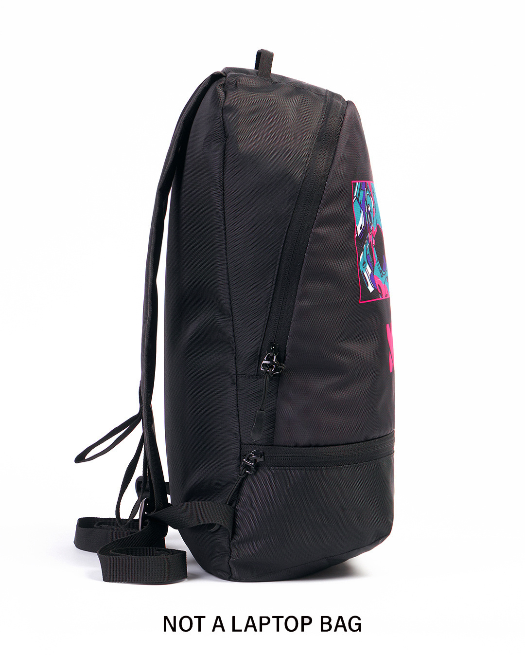 Shop Unisex Black Cyberpunk Printed Backpack-Back