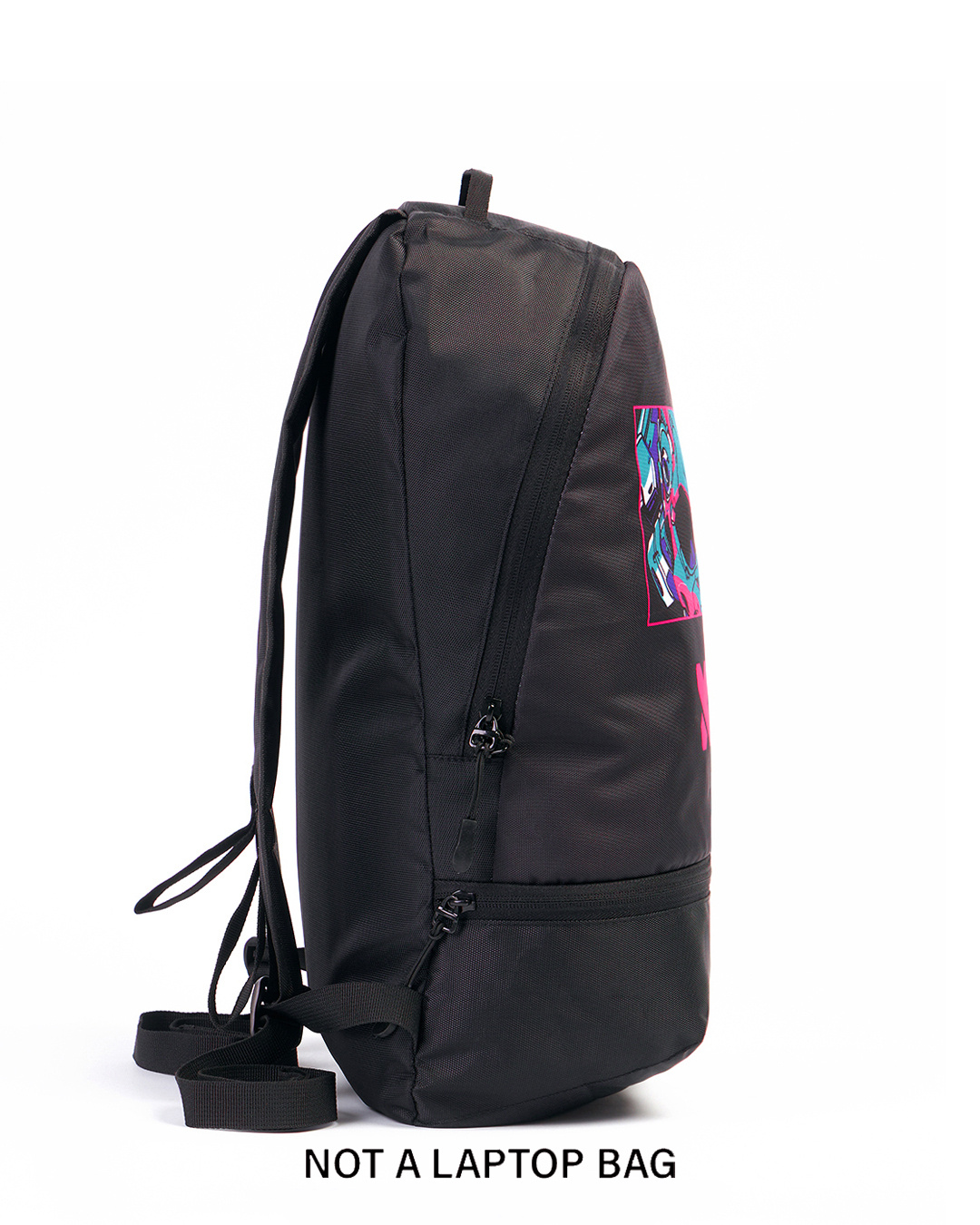 Shop Unisex Black Cyberpunk Printed Backpack-Back