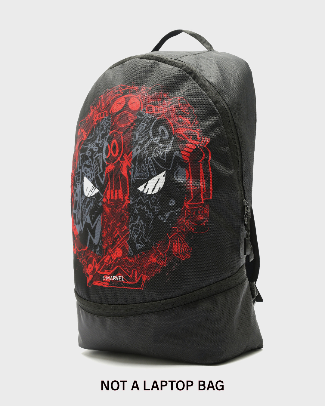 Shop Unisex Black Deadpool Doodle Printed Backpack-Back