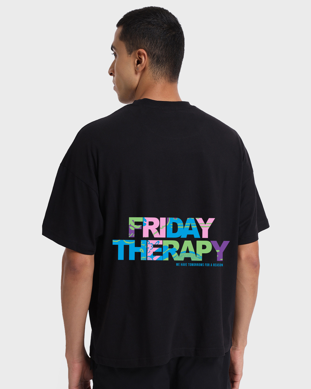 Shop Unisex Black Friday Therapy Typography T-shirt-Back