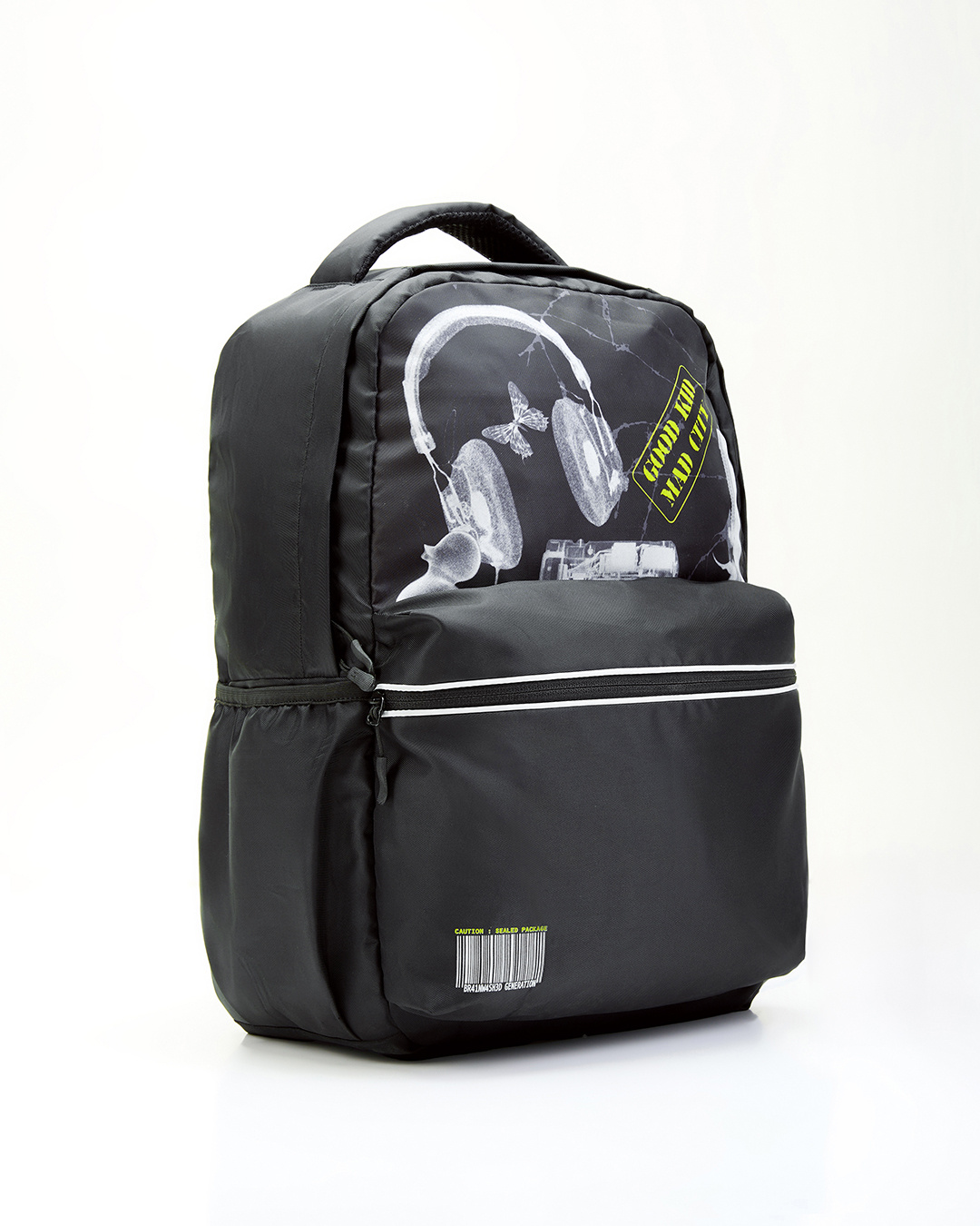 Shop Unisex Black GKMC Printed Laptop Backpack-Back