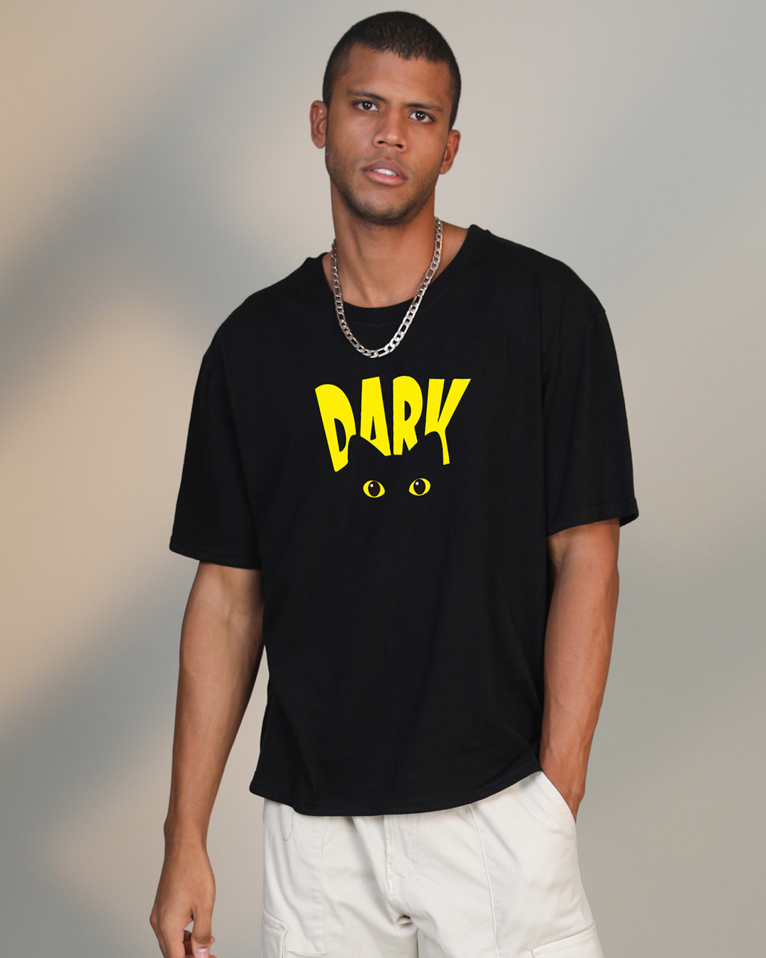 Shop Unisex Black Graphic Printed Oversized T-shirt-Back