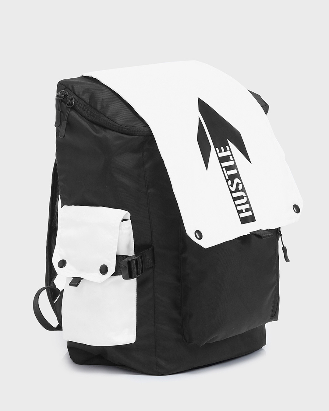 Shop Unisex Black Hustle Printed Backpack-Back