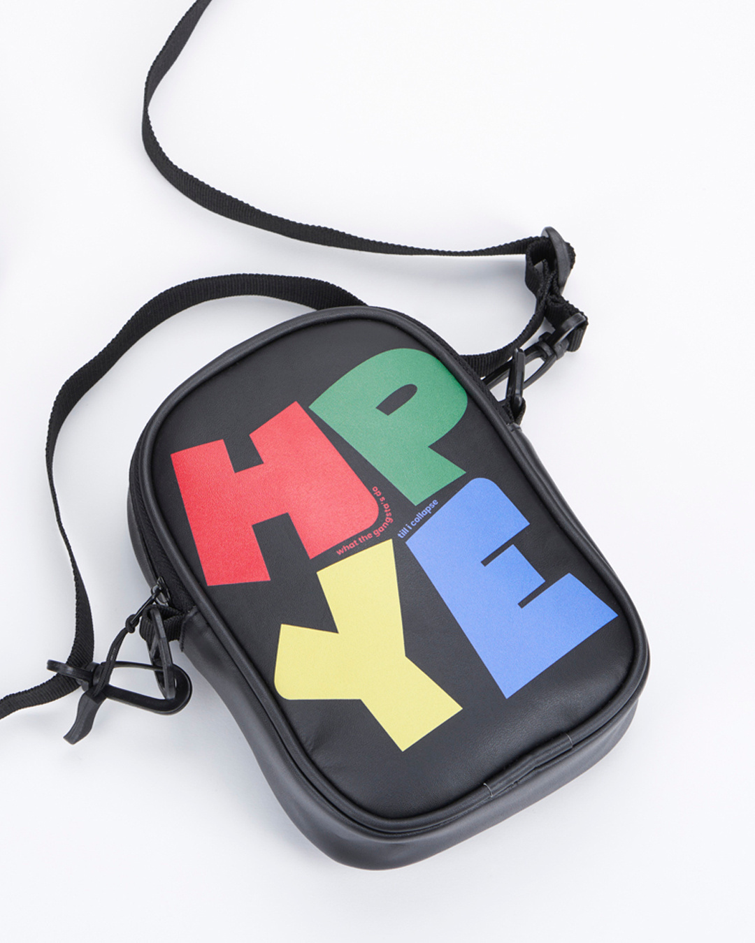 Buy Unisex Black Hype Gang Typography Sling Bag Online in India at Bewakoof