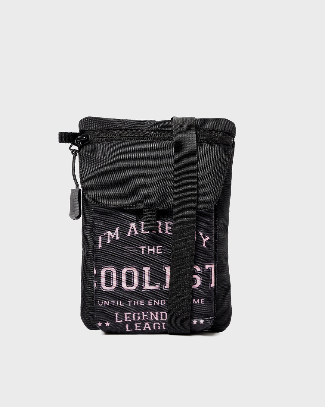 Shop Unisex Black I'M Coolest Typography Sling Bag-Back