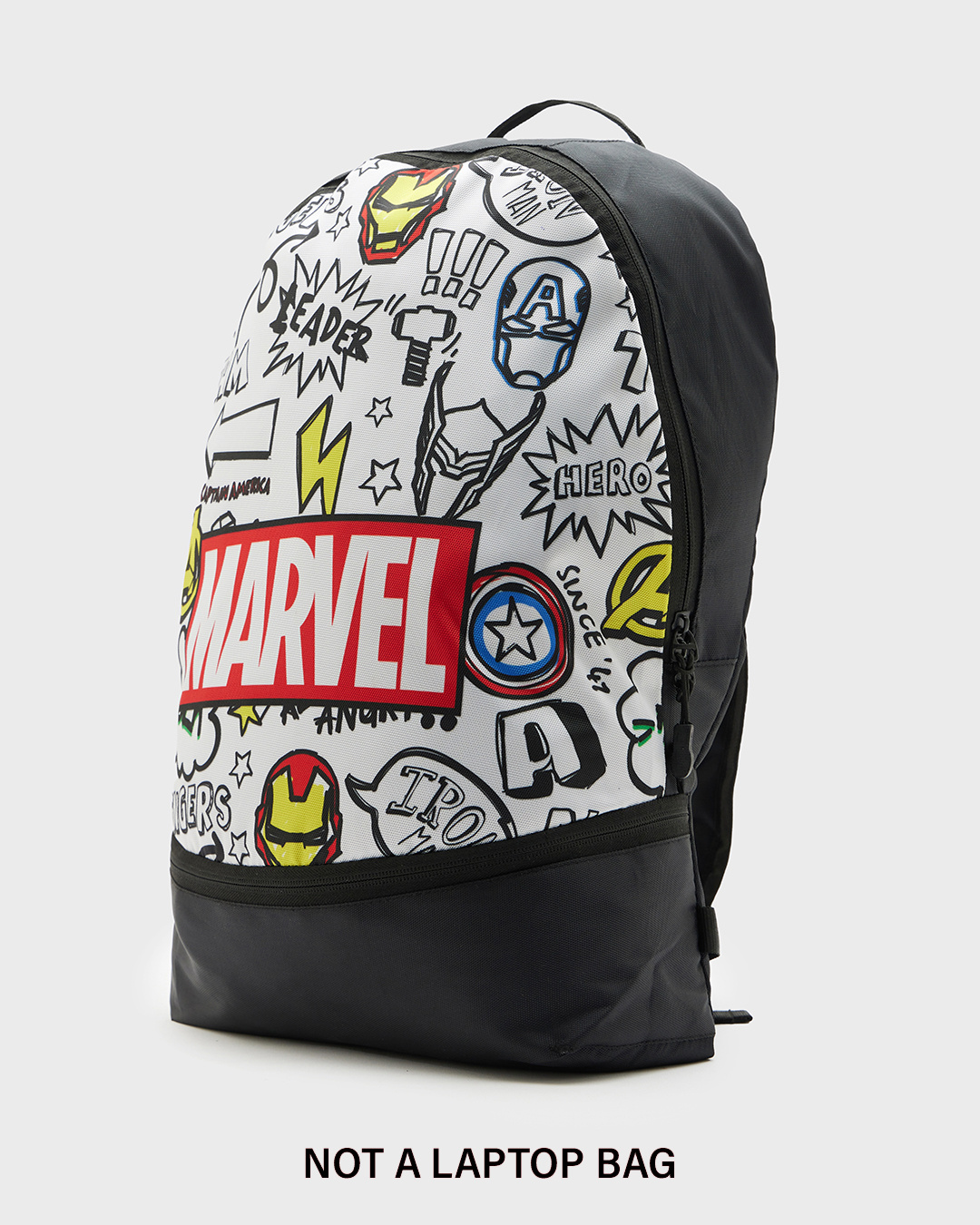 Shop Unisex Black Marvel Avengers Doodle Printed Small Backpack-Back