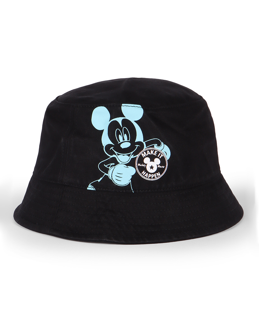 Shop Unisex Black Mickey Printed Bucket Hat-Back