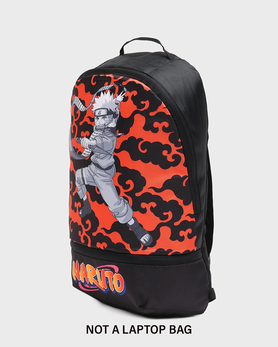 Shop Unisex Black Naruto Scroll Printed Small Backpack-Back