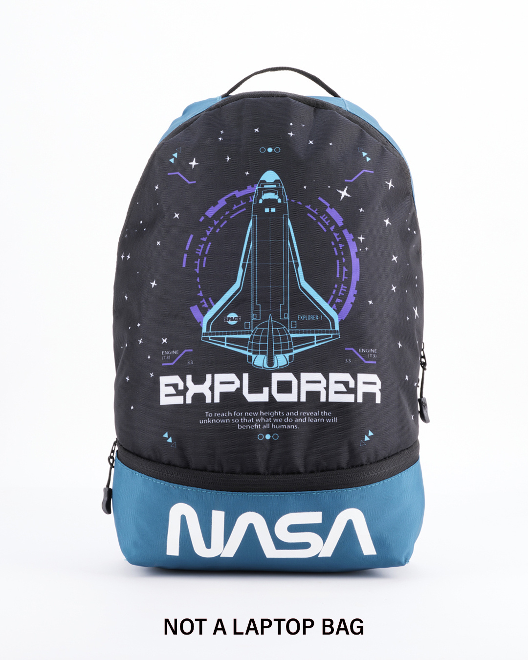 Shop Unisex Black NASA Explorer Graphic Printed Small Backpack-Back