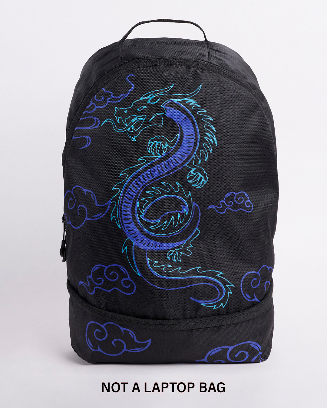 Shop Unisex Black Oriental Dragon Graphic Printed Small Backpack-Back