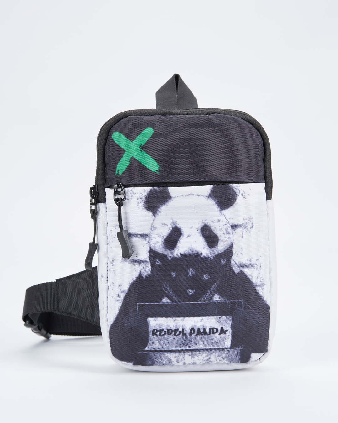 Shop Unisex Black Rebel Panda Graphic Printed Sling Bag-Back
