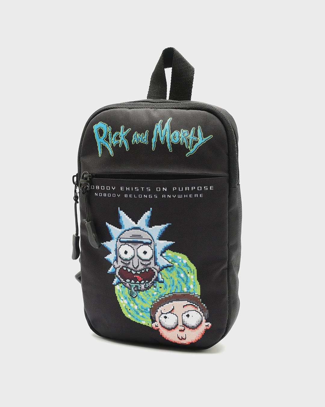 Shop Unisex Black Rick And Morty Printed Sling Bag-Back
