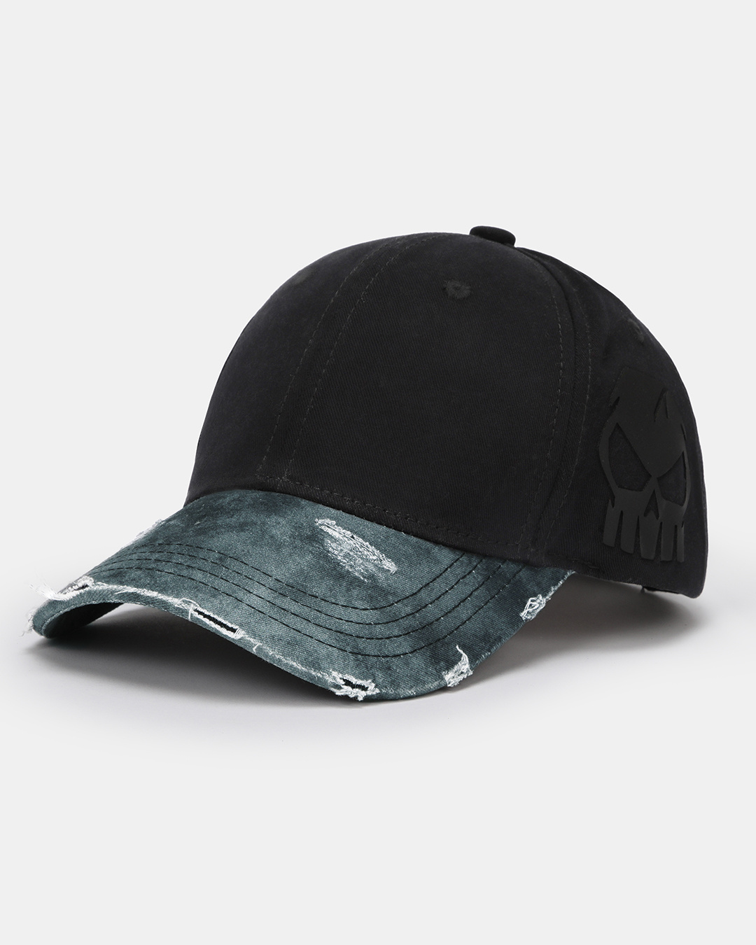 Shop Unisex Black Shadowjaw Printed Distressed Acid Wash Baseball Cap-Back