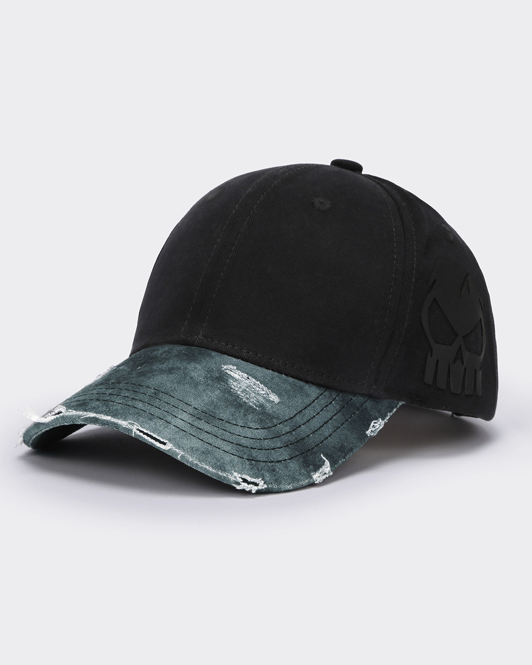 Shop Unisex Black Shadowjaw Printed Distressed Acid Wash Baseball Cap-Back