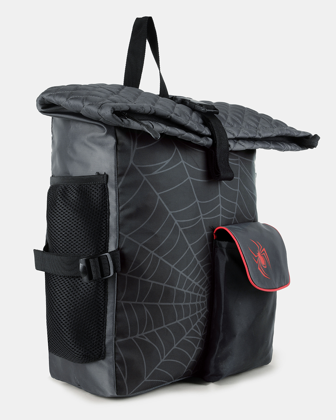 Shop Unisex Black Spider Man Printed Roll Top Laptop Backpack-Back