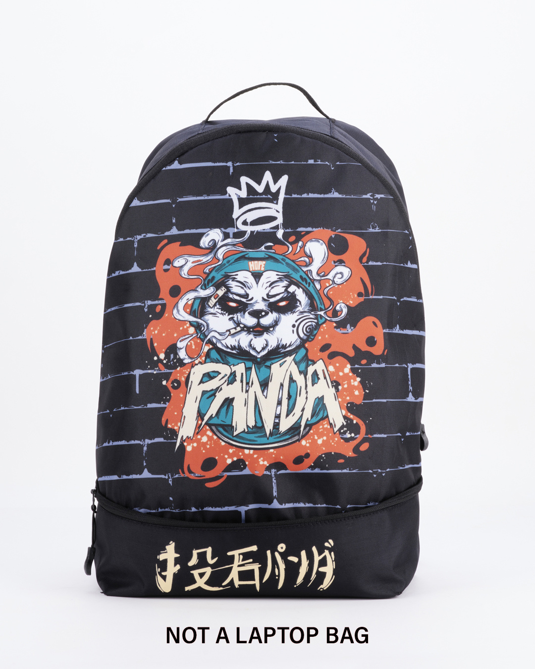 Shop Unisex Black Stoned Panda Graphic Printed Small Backpack-Back