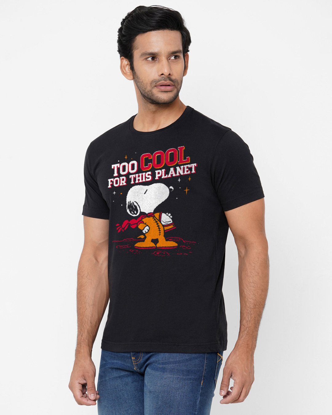 Shop Unisex Black Too Cool For This Planet Printed Cotton T-shirt-Back
