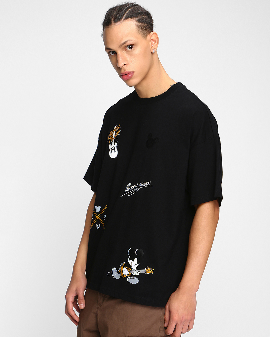Shop Unisex Black Mickey Mouse AOP T-shirt-Back