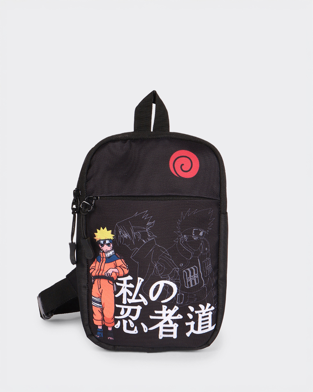 Shop Unisex Black Unpredictable Ninja Naruto Printed Sling Bag-Back