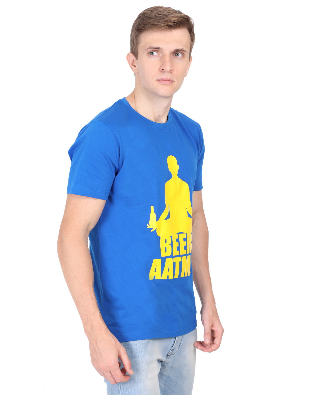 Shop Unisex Blue Beer Atma Cotton T-shirt-Back