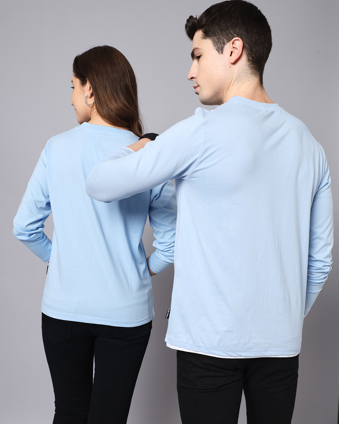 Shop Pack of 2 Unisex Blue Graphic Printed Couple T-shirt-Back
