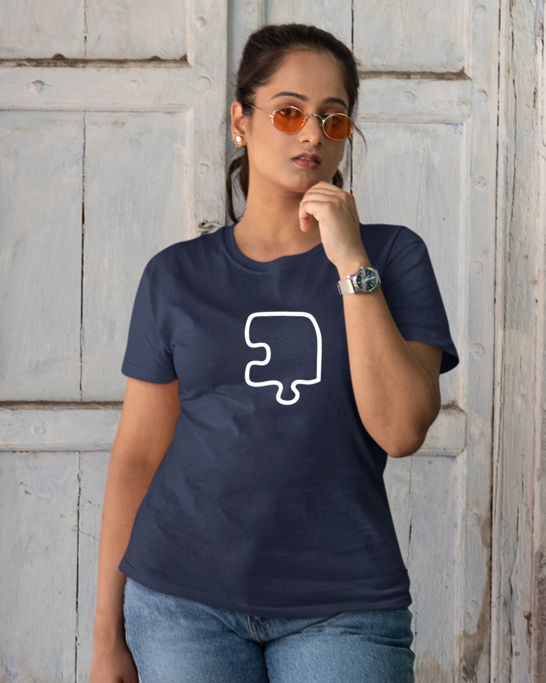 Shop Pack of 2 Unisex Blue Puzzle Piece Couple T-shirt-Back