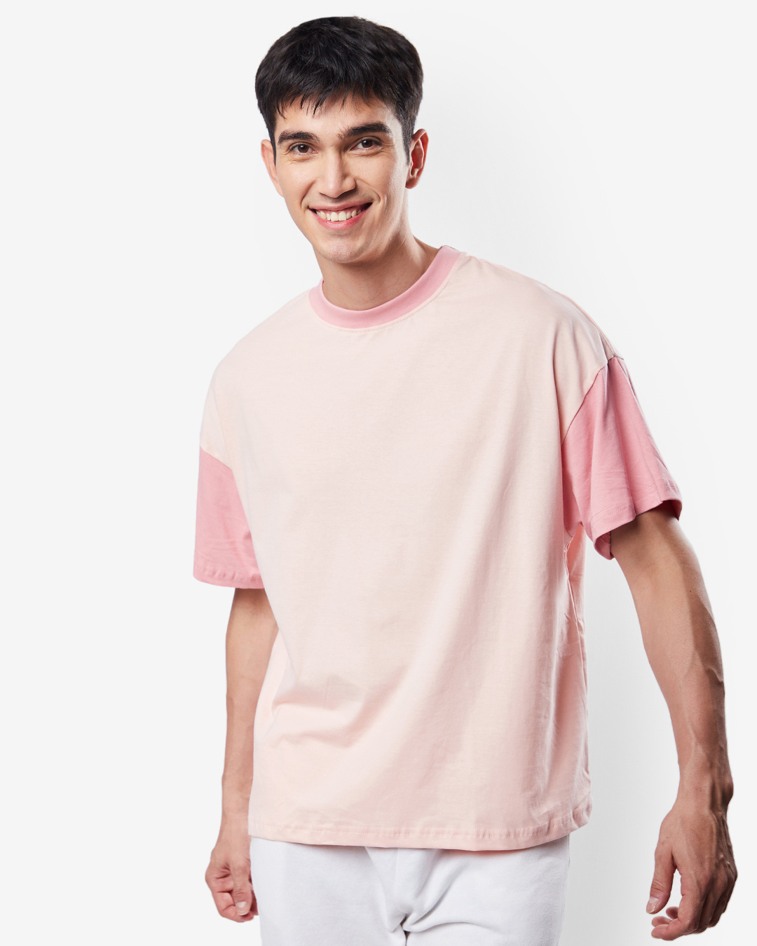 Shop Unisex Cheeky Pink Color Block T-shirt-Back